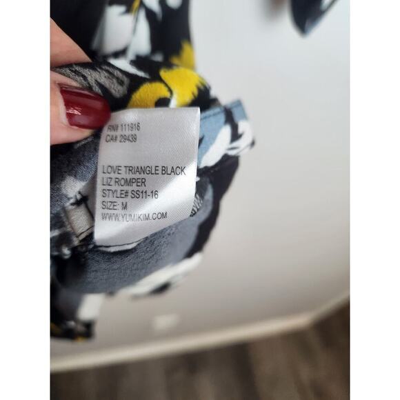 Yumi Kim Liz Belted Romper/love triangle black sz M dark floral fairy romantic - Picture 10 of 12